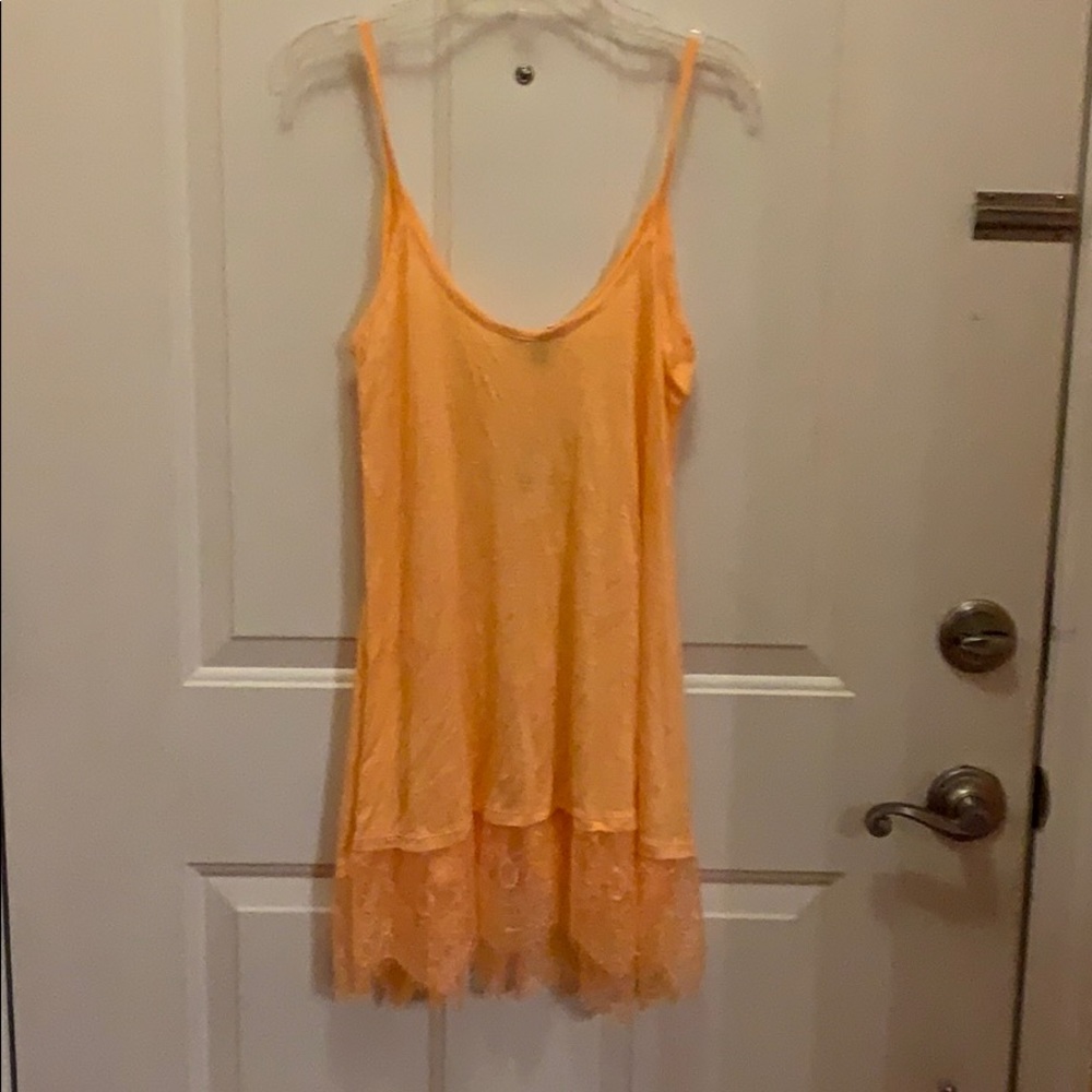 Orange/peach lace trimmed cami juniors medium NWT